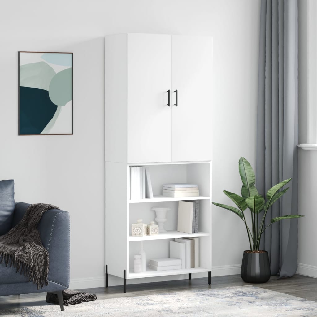 vidaXL Witrynka, biała, 69,5x34x180 cm, materiał drewnopochodny