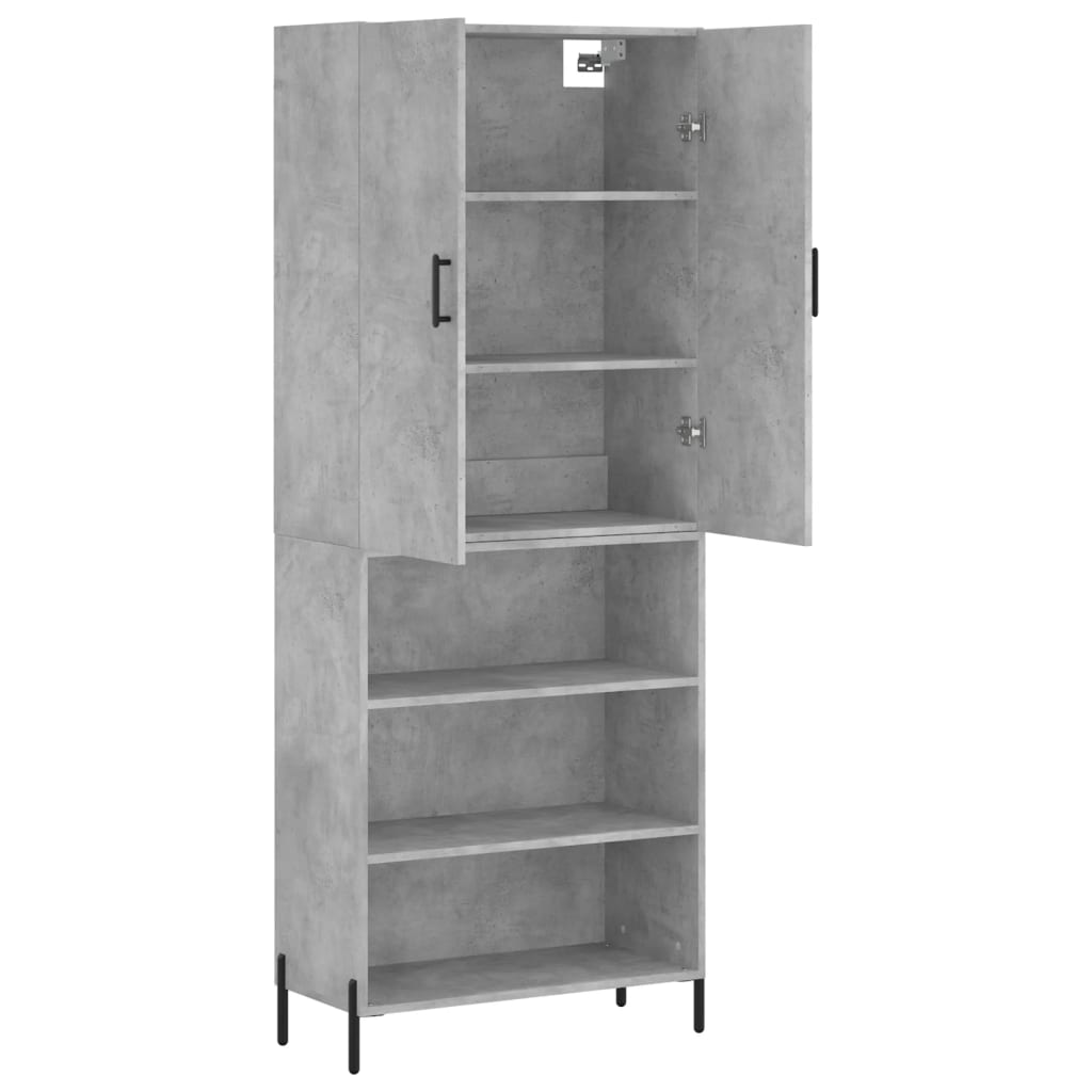 vidaXL Witrynka, szarość betonu 69,5x34x180 cm materiał drewnopochodny