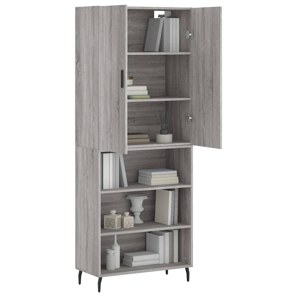 vidaXL Witrynka szary dąb sonoma 69,5x34x180cm materiał drewnopochodny