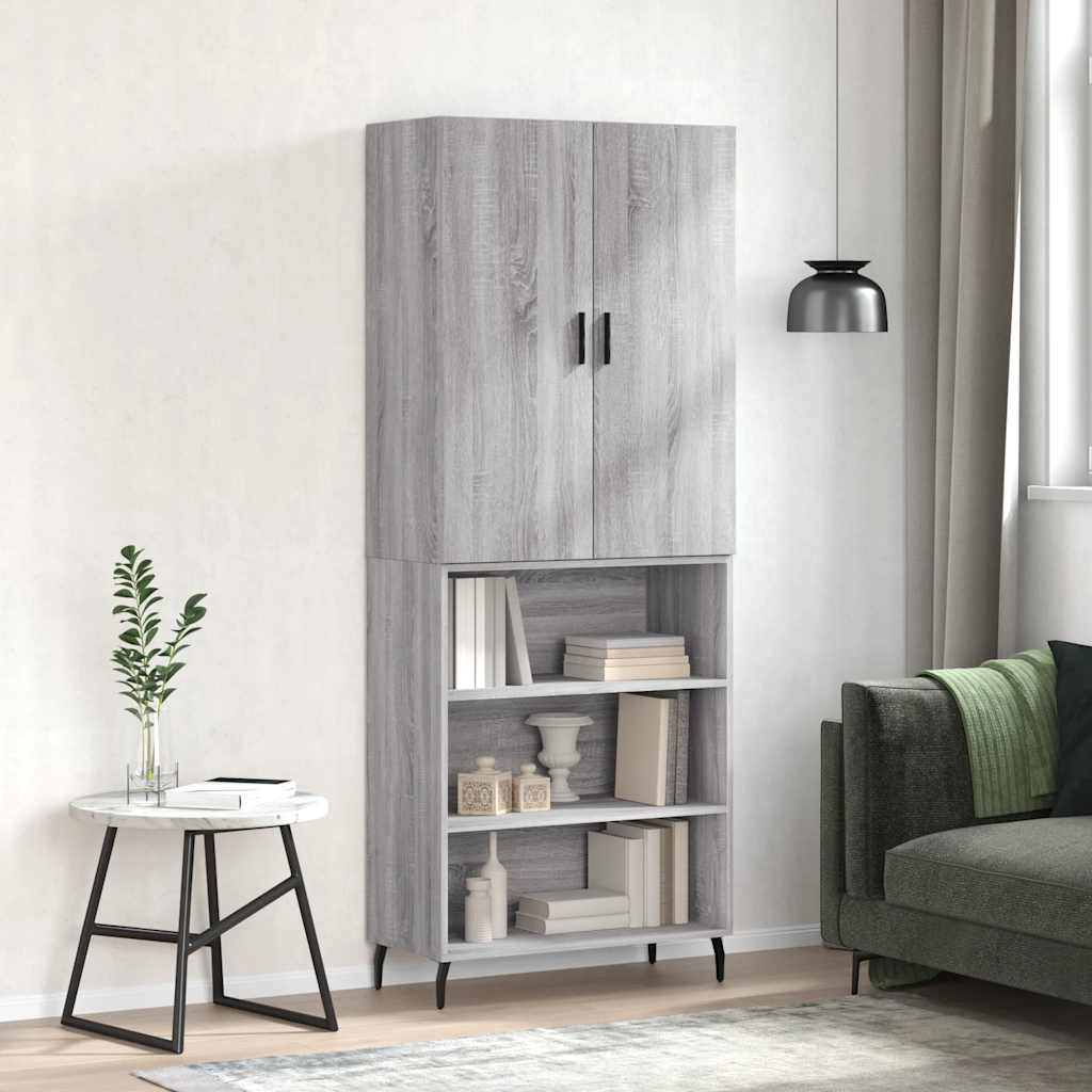 vidaXL Witrynka szary dąb sonoma 69,5x34x180cm materiał drewnopochodny