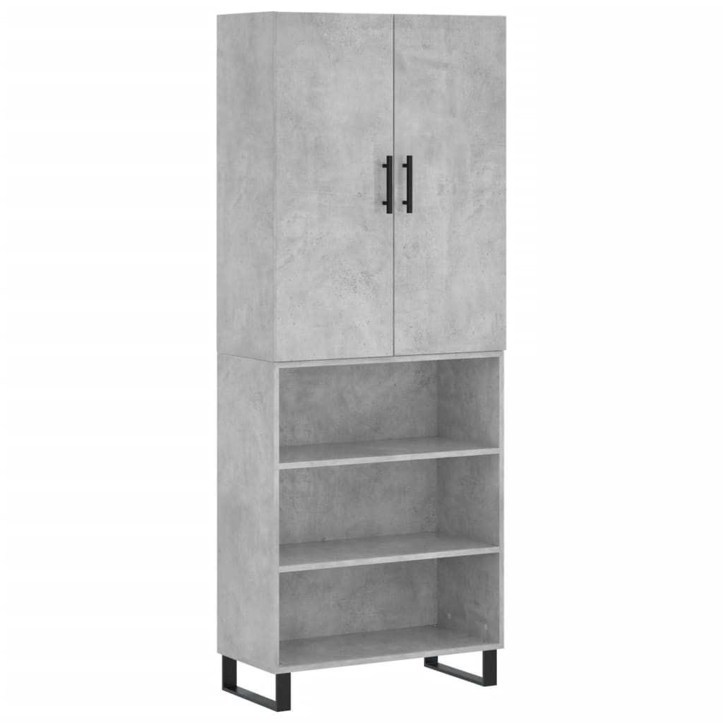 vidaXL Witrynka, szarość betonu 69,5x34x180 cm materiał drewnopochodny