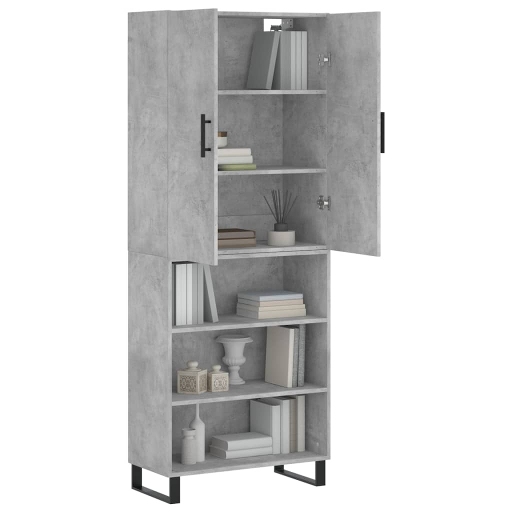 vidaXL Witrynka, szarość betonu 69,5x34x180 cm materiał drewnopochodny