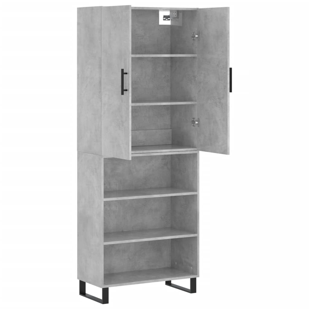 vidaXL Witrynka, szarość betonu 69,5x34x180 cm materiał drewnopochodny