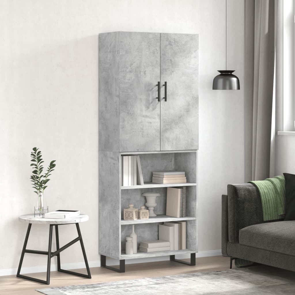 vidaXL Witrynka, szarość betonu 69,5x34x180 cm materiał drewnopochodny