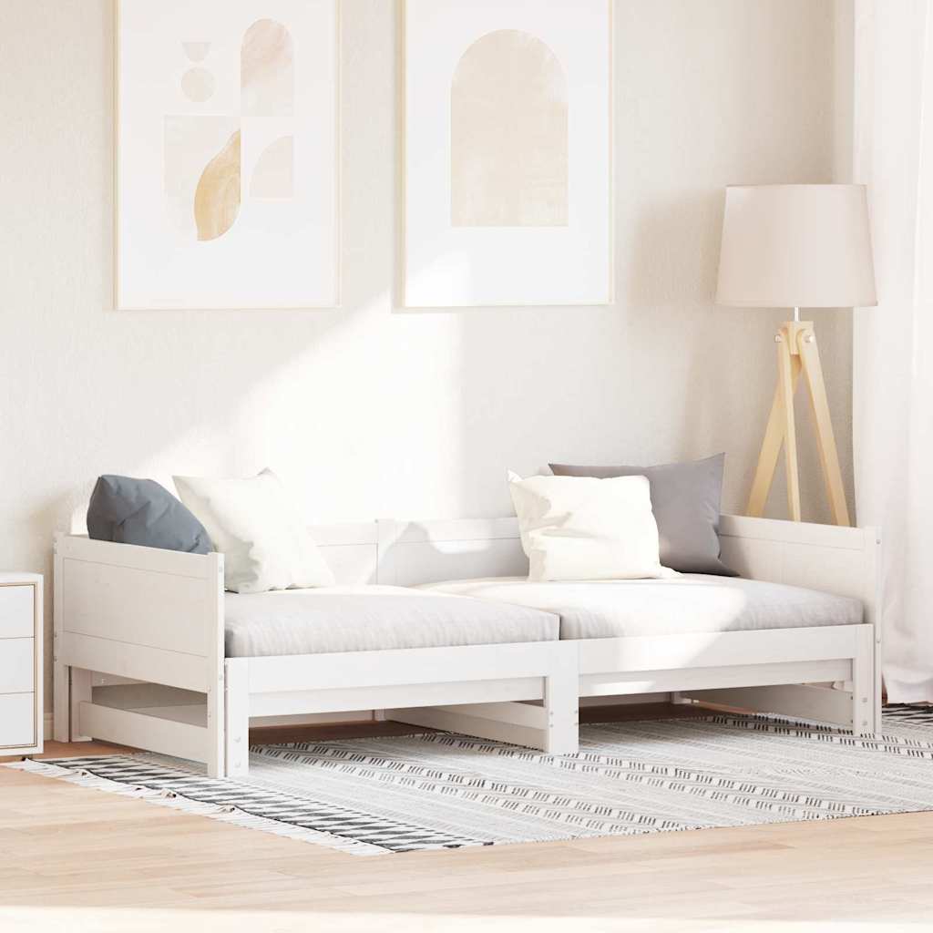 vidaXL Łóżko dzienne z funkcją wysuwania Biały 203,5 x 184 x 56,5 cm