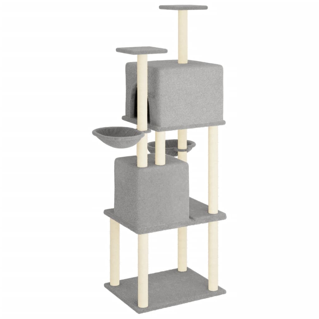 vidaXL Drapak dla kota, z sizalowymi słupkami, jasnoszary, 180 cm
