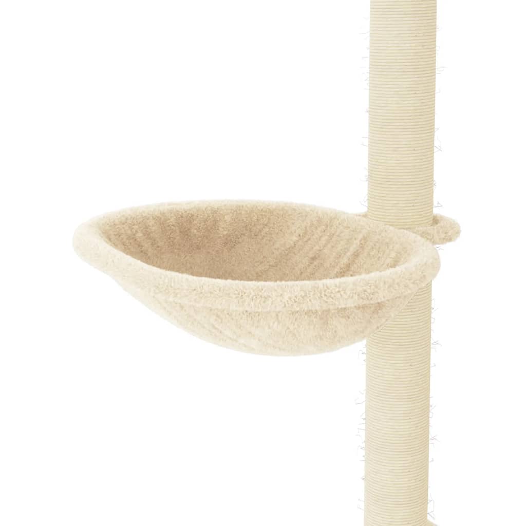 vidaXL Drapak dla kota z sizalowymi słupkami, kremowy, 95 cm
