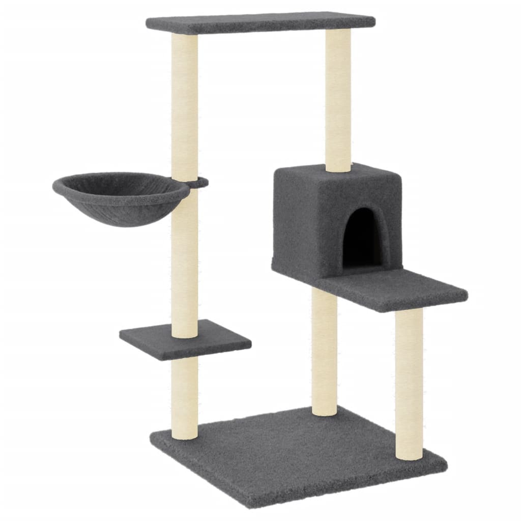 vidaXL Drapak dla kota z sizalowymi słupkami, ciemnoszary, 95 cm