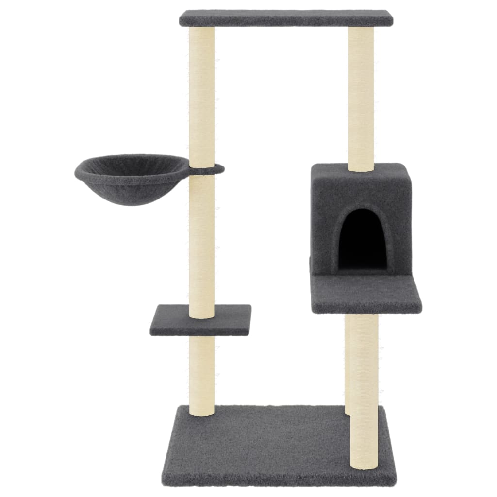 vidaXL Drapak dla kota z sizalowymi słupkami, ciemnoszary, 95 cm