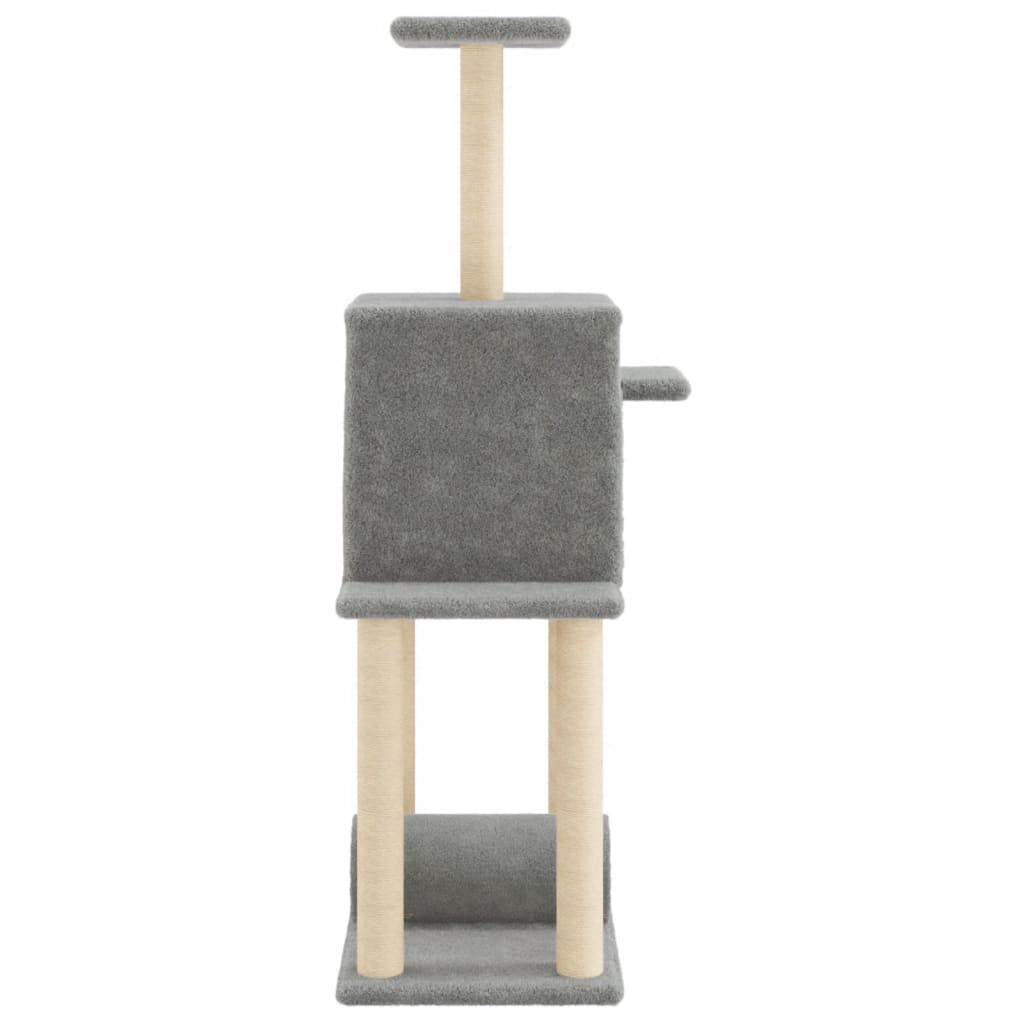 vidaXL Drapak dla kota, z sizalowymi słupkami, jasnoszary, 122 cm