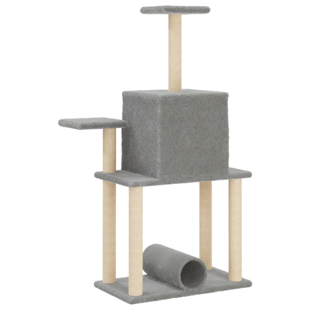 vidaXL Drapak dla kota, z sizalowymi słupkami, jasnoszary, 122 cm