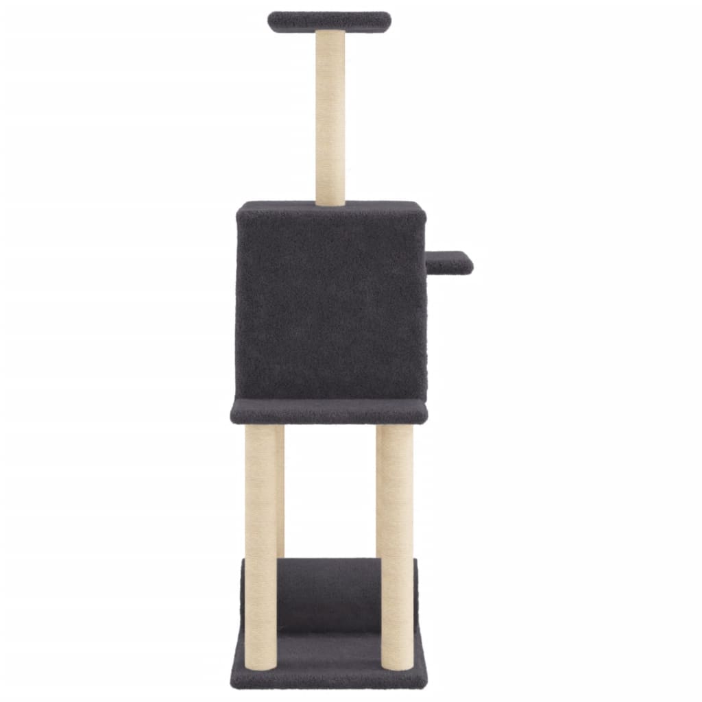 vidaXL Drapak dla kota, z sizalowymi słupkami, ciemnoszary, 122 cm