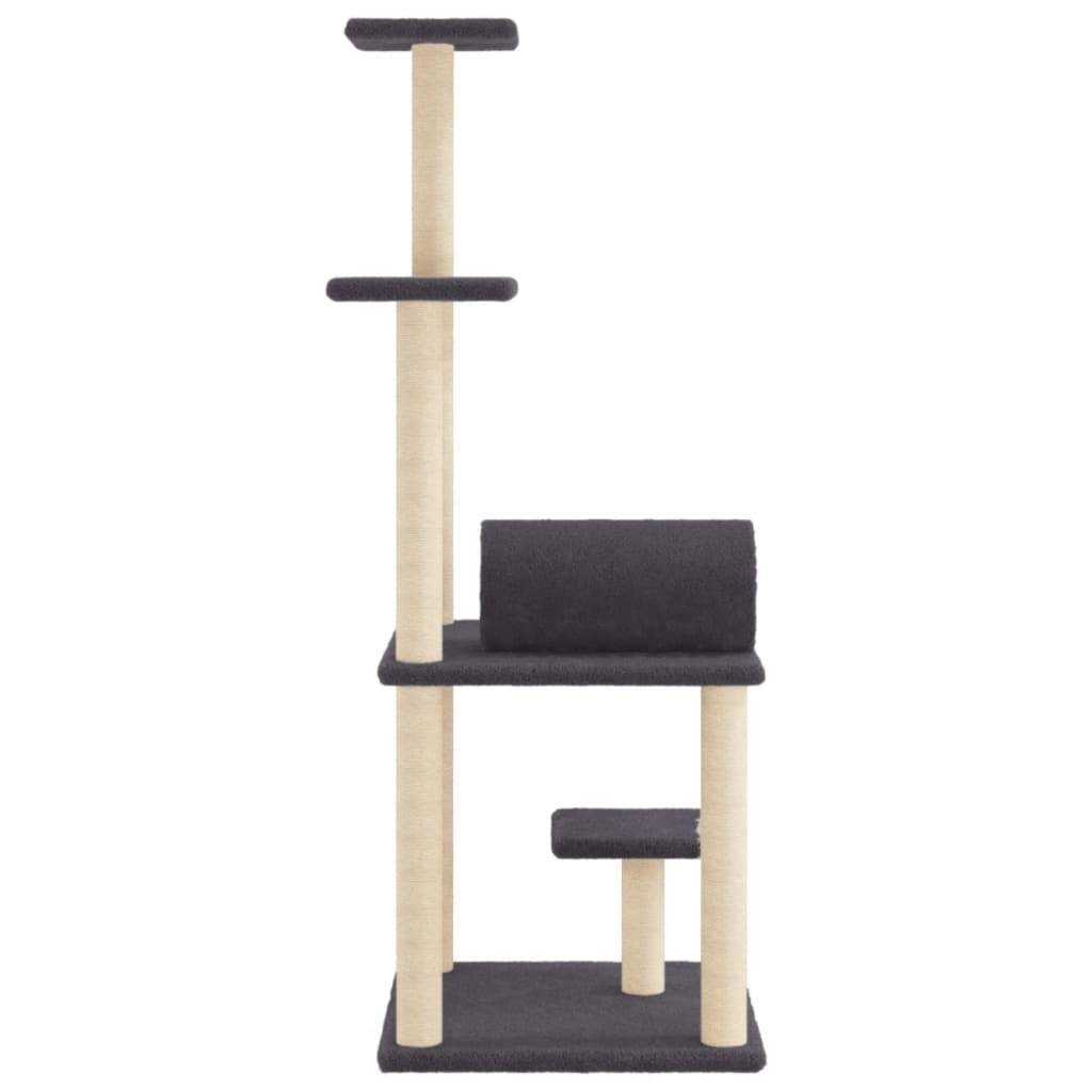 vidaXL Drapak dla kota z sizalowymi słupkami, ciemnoszary, 136 cm