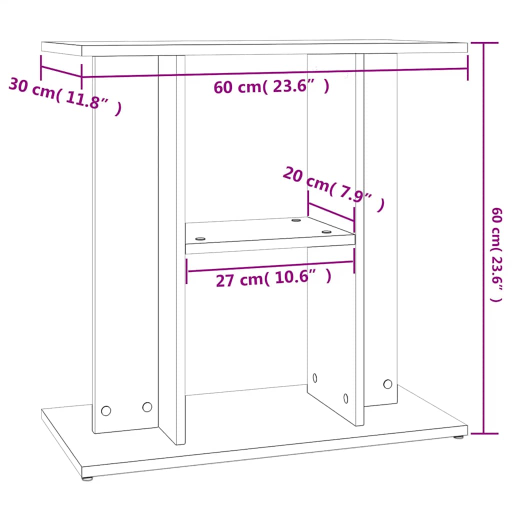 vidaXL Szafka pod akwarium, biała, 60x30x60 cm