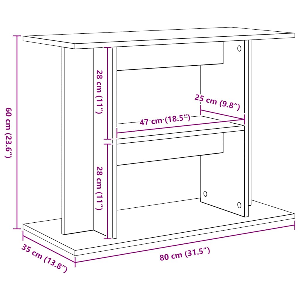 vidaXL Stojak pod akwarium Betonowy Szary 80x35x60 cm Drewno konstrukcyjne