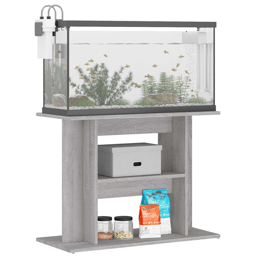 vidaXL Stojak na akwarium Sonoma w kolorze szarym 80x35x60 cm Drewno konstrukcyjne