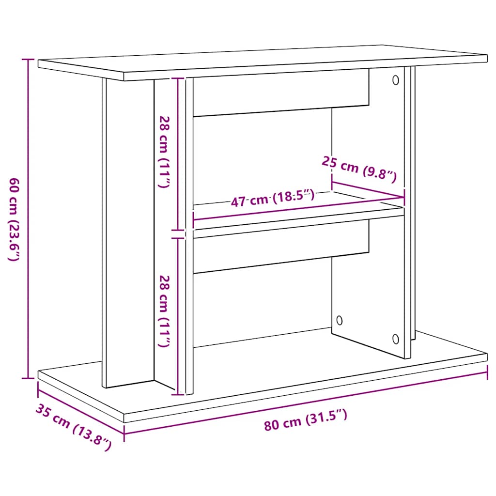 vidaXL Stojak na akwarium Sonoma w kolorze szarym 80x35x60 cm Drewno konstrukcyjne