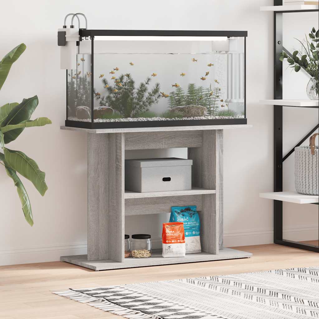 vidaXL Stojak na akwarium Sonoma w kolorze szarym 80x35x60 cm Drewno konstrukcyjne