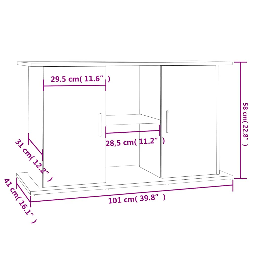 vidaXL Stojak pod akwarium Betonowy Szary 101x41x58 cm Drewno konstrukcyjne