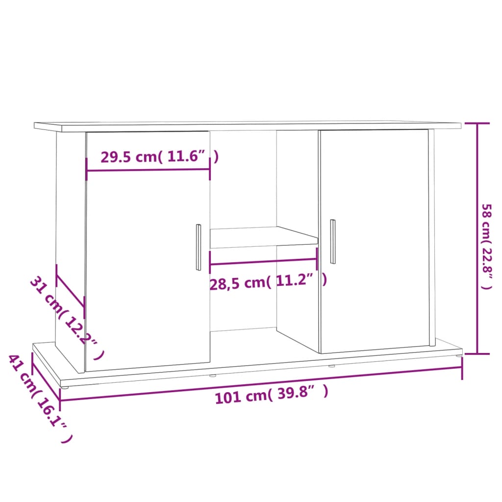 vidaXL Szafka pod akwarium, przydymiony dąb, 101x41x58 cm