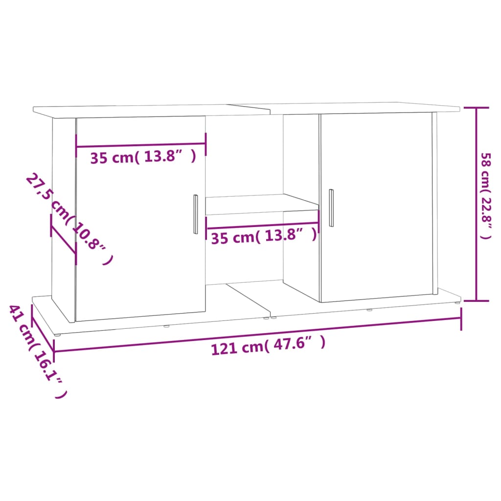 vidaXL Stojak pod akwarium Betonowy Szary 121x41x58 cm Drewno konstrukcyjne