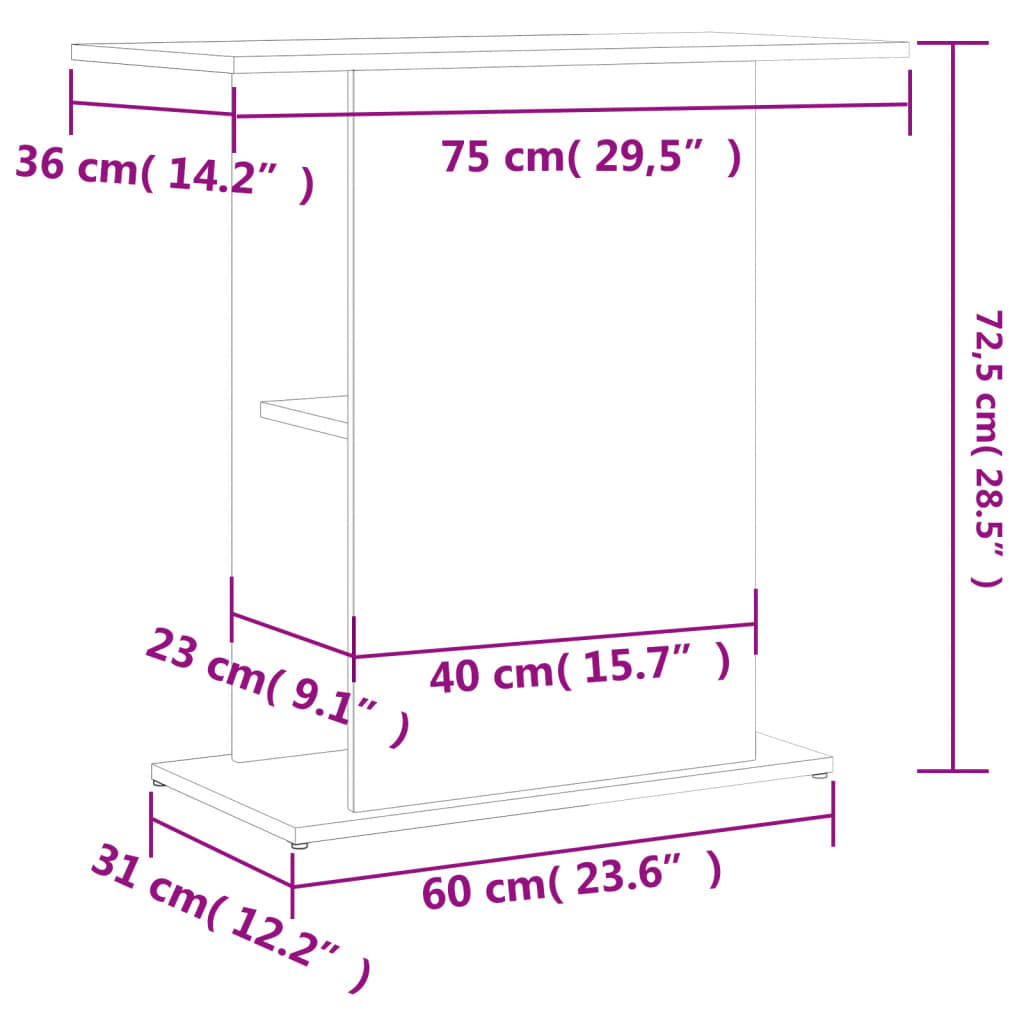 vidaXL Szafka pod akwarium, szarość betonu, 75x36x72,5 cm