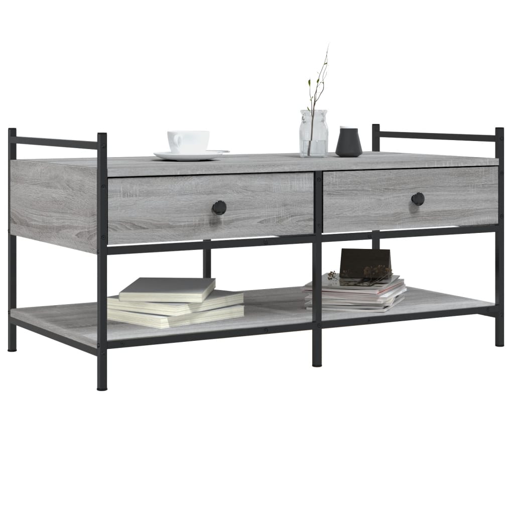 vidaXL Stolik kawowy, szary dąb sonoma, 99x50x50 cm