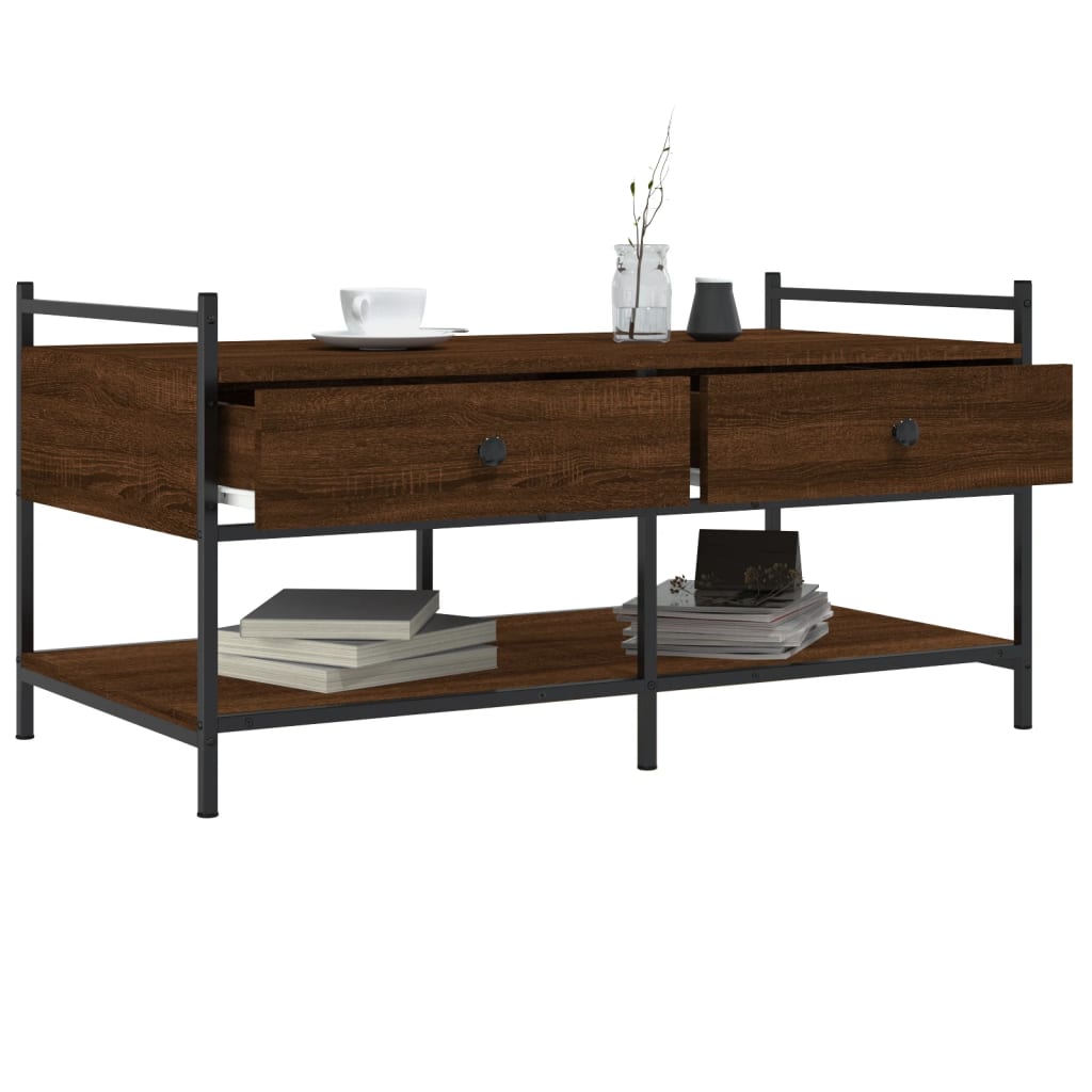 vidaXL Stolik kawowy, brązowy dąb, 99x50x50 cm