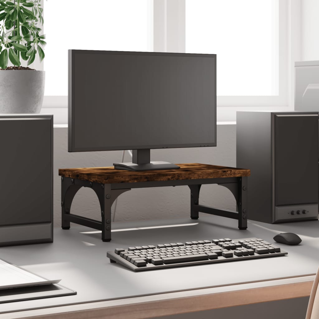 vidaXL Podstawka pod monitor, przydymiony dąb, 37x23x14 cm