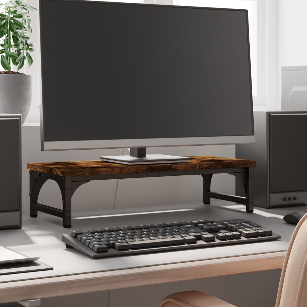 vidaXL Podstawka pod monitor, przydymiony dąb, 55x23x14 cm