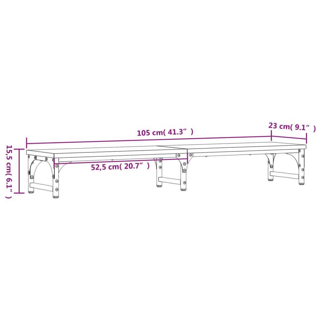 vidaXL Podstawka pod monitor, czarna, 105x23x15,5 cm