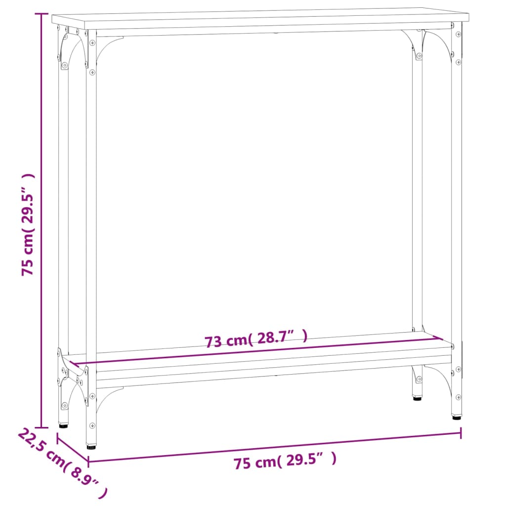 vidaXL Stolik konsolowy Sonoma Oak 75x22,5x75 cm Drewno konstrukcyjne