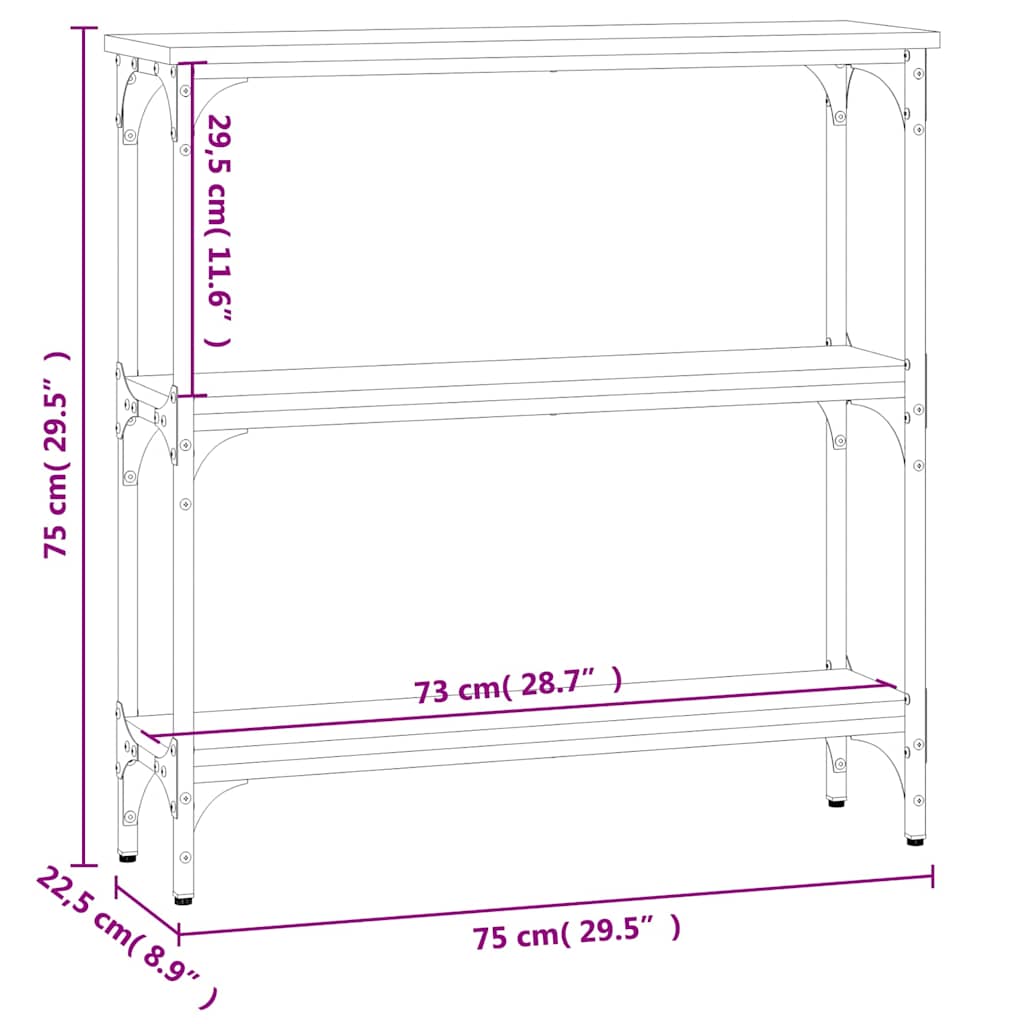 vidaXL Stolik konsolowy, czarny, 75x22,5x75 cm