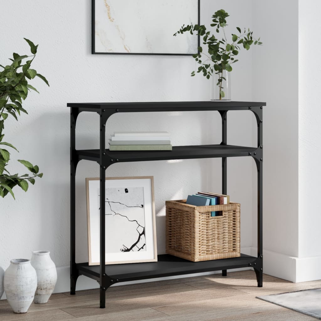 vidaXL Stolik konsolowy, czarny, 75x29x75 cm, materiał drewnopochodny