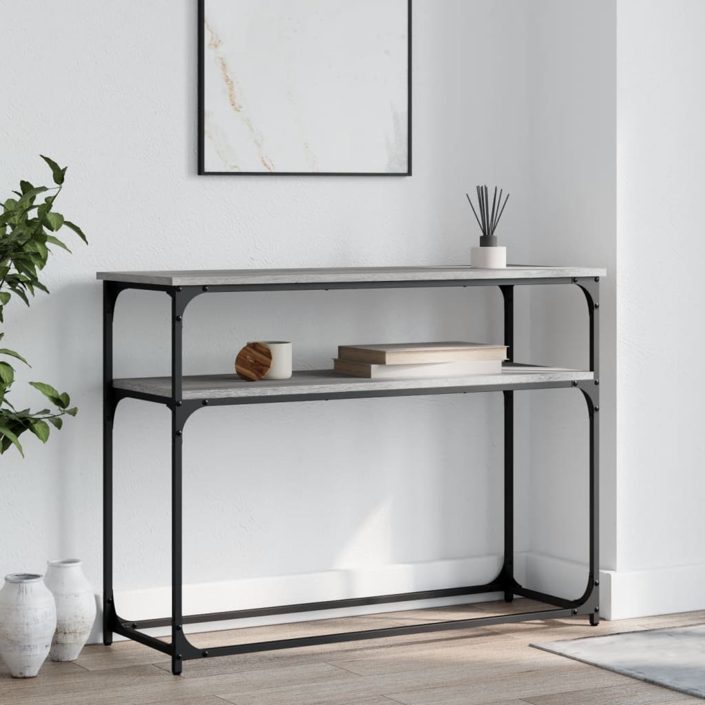 vidaXL Stolik konsolowy, szary dąb sonoma, 100x35,5x75 cm