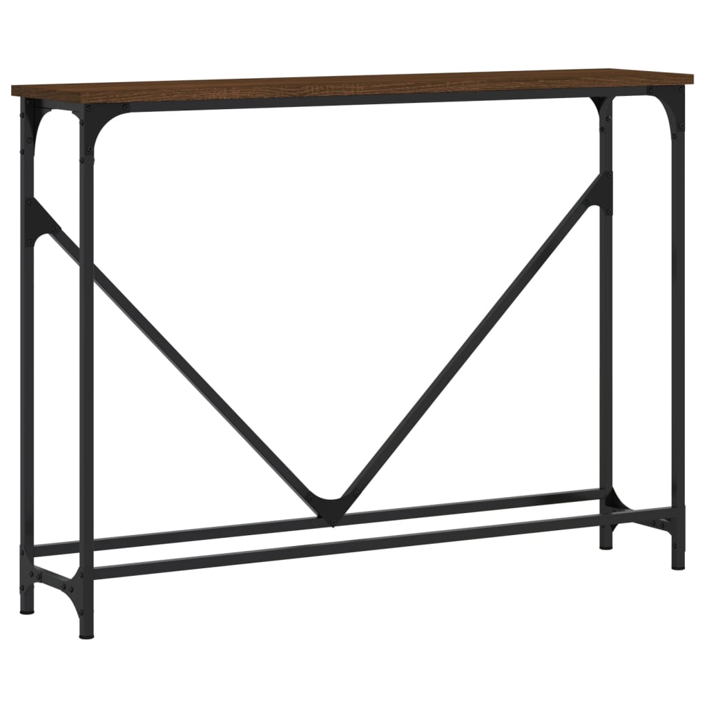 vidaXL Stolik konsolowy, brązowy dąb, 102x22,5x75 cm