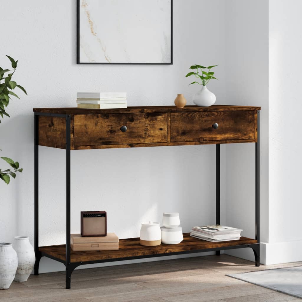 vidaXL Stolik konsolowy, przydymiony dąb, 100x34,5x75 cm