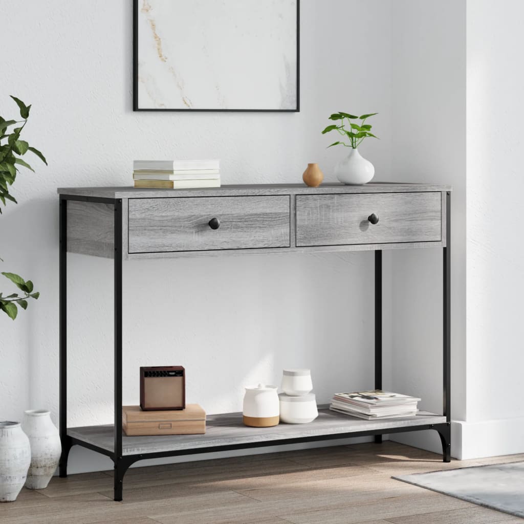 vidaXL Stolik konsolowy, szary dąb sonoma, 100x34,5x75 cm