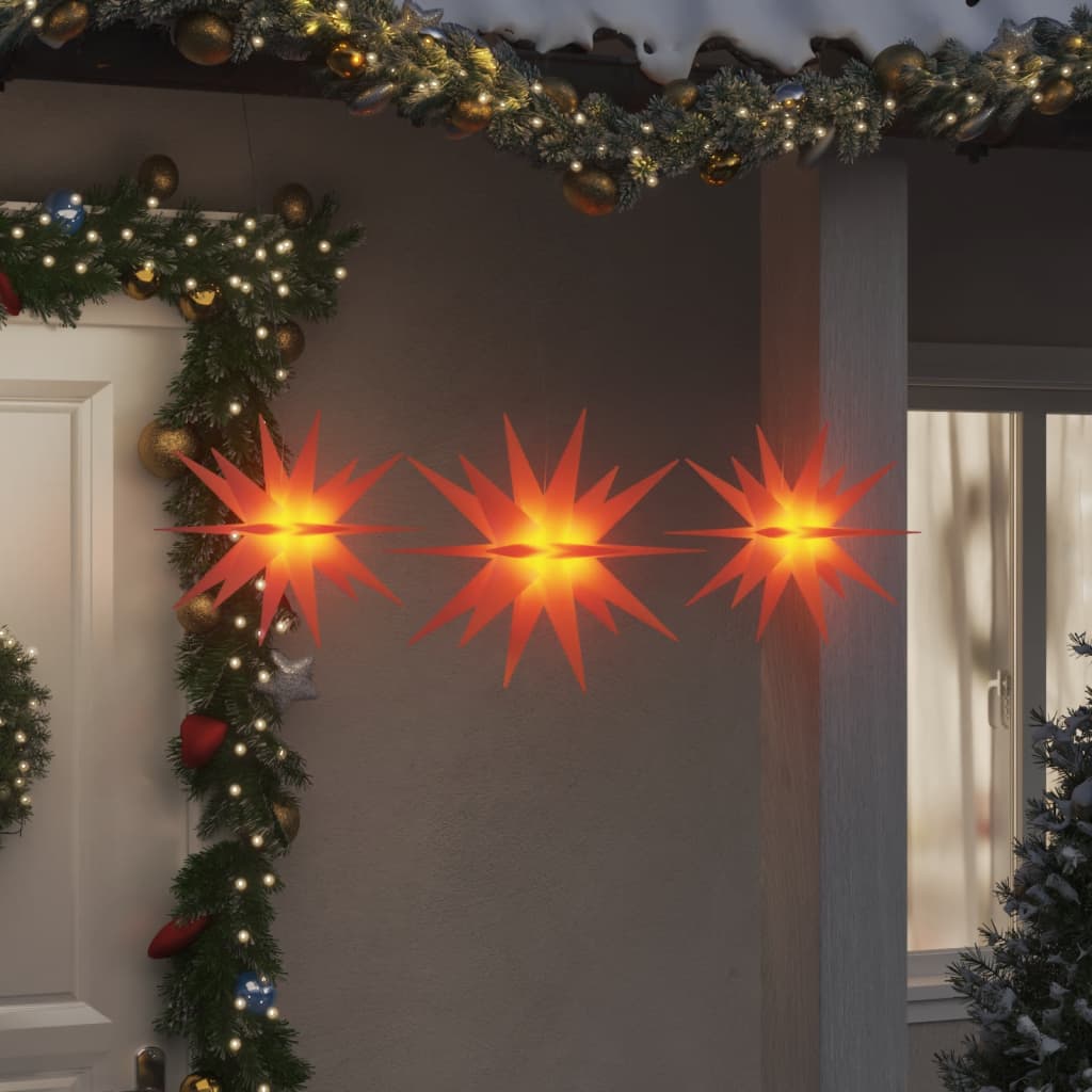vidaXL Ozdoby świetlne z LED, 3 szt., składane, czerwone