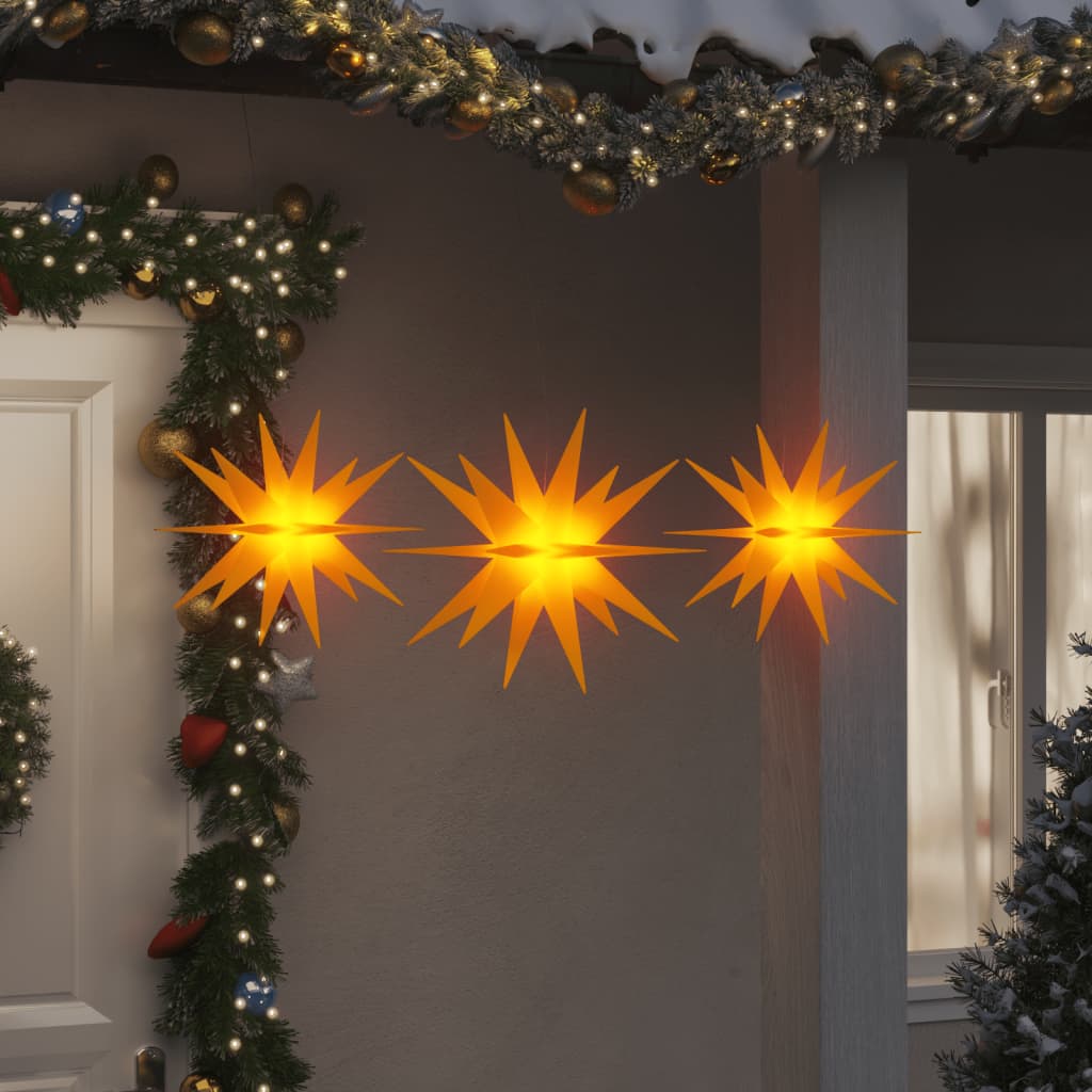 vidaXL Ozdoby świetlne z LED, 3 szt., składane, żółte