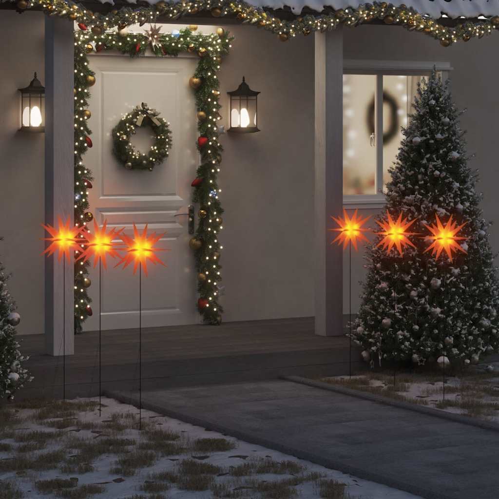 vidaXL Ozdoby świetlne LED z prętami, składane 3 szt., czerwone, 35 cm