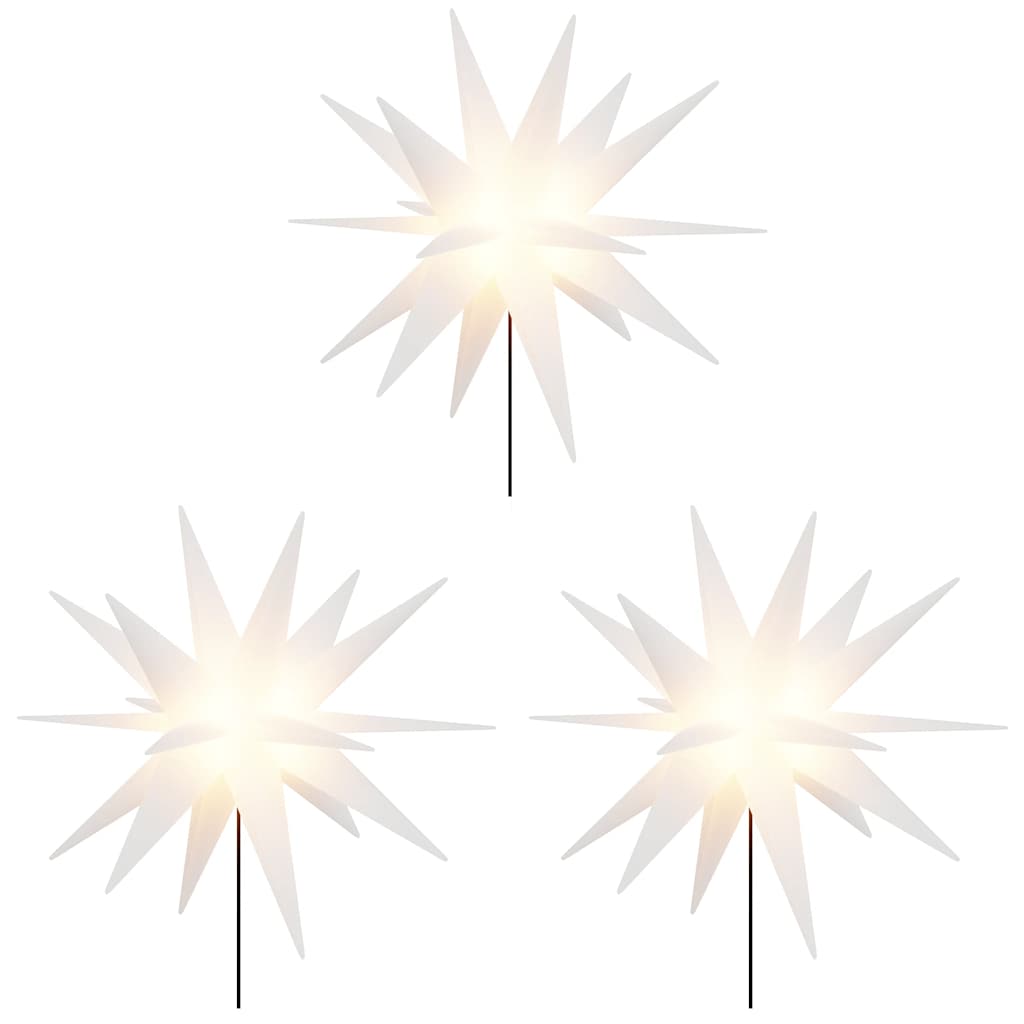 vidaXL Ozdoby świetlne LED z prętami, składane, 3 szt., białe, 35 cm