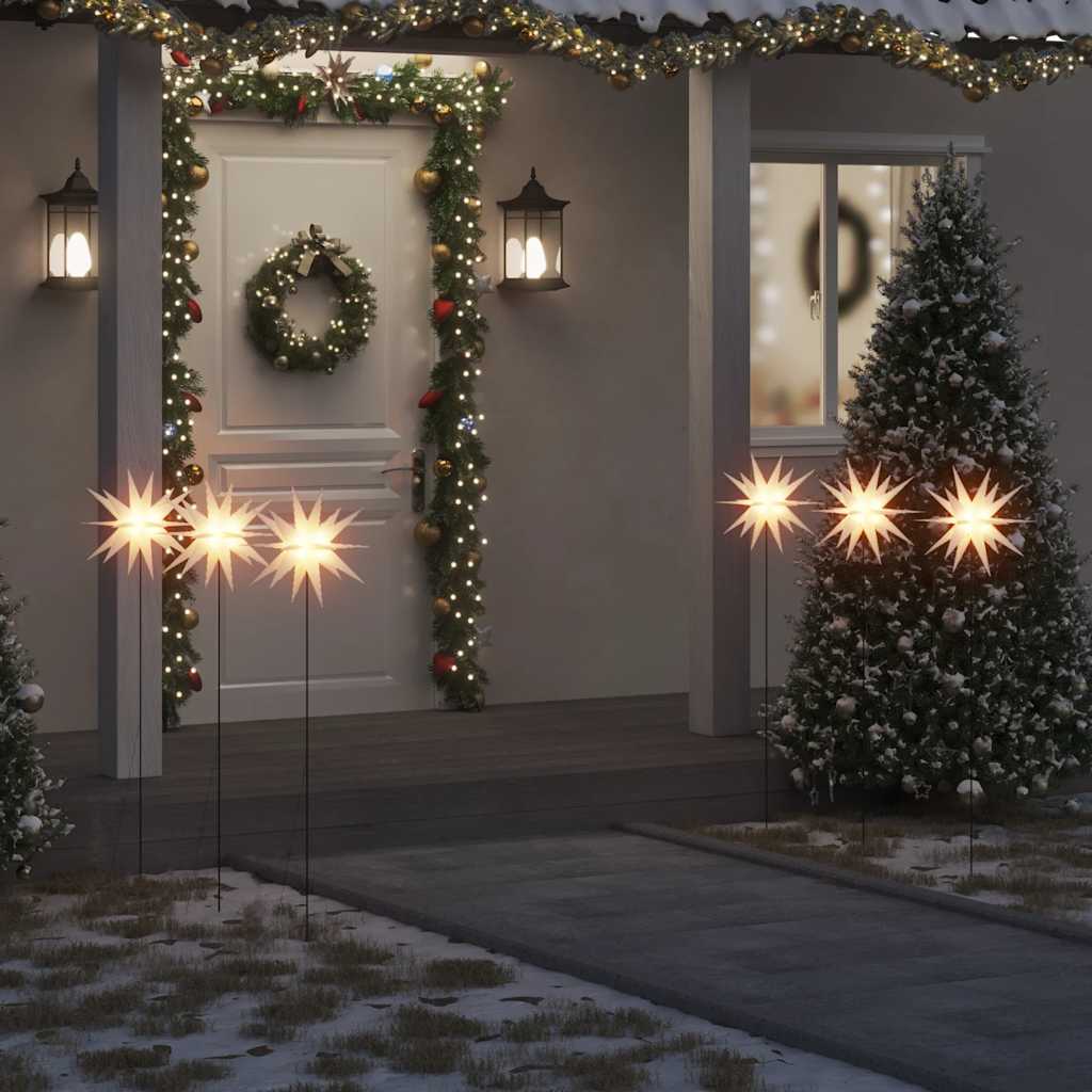 vidaXL Ozdoby świetlne LED z prętami, składane, 3 szt., białe, 35 cm