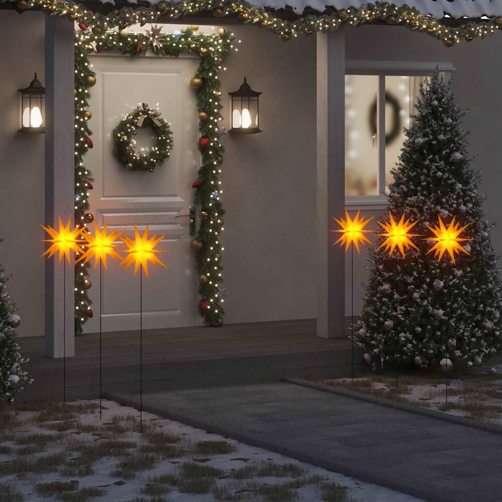 vidaXL Ozdoby świetlne LED z prętami, składane, 3 szt., żółte, 35 cm