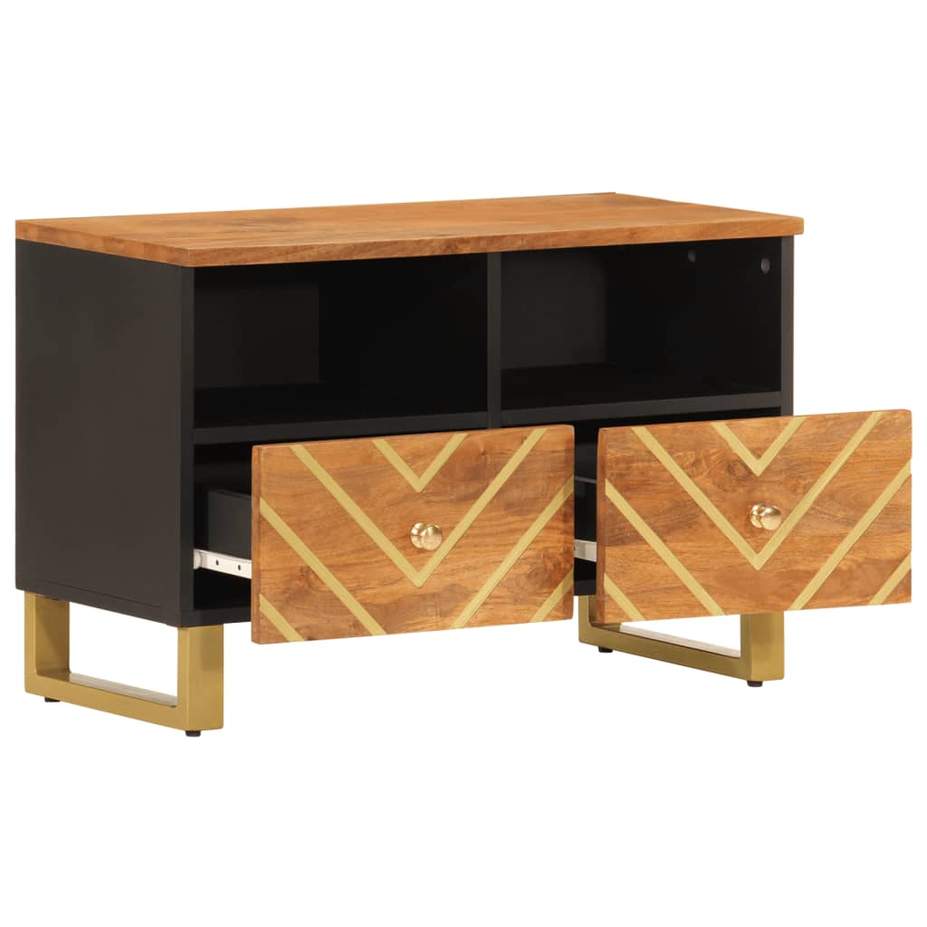 vidaXL Szafka pod TV, brązowo-czarna 70x33,5x46 cm, lite drewno mango