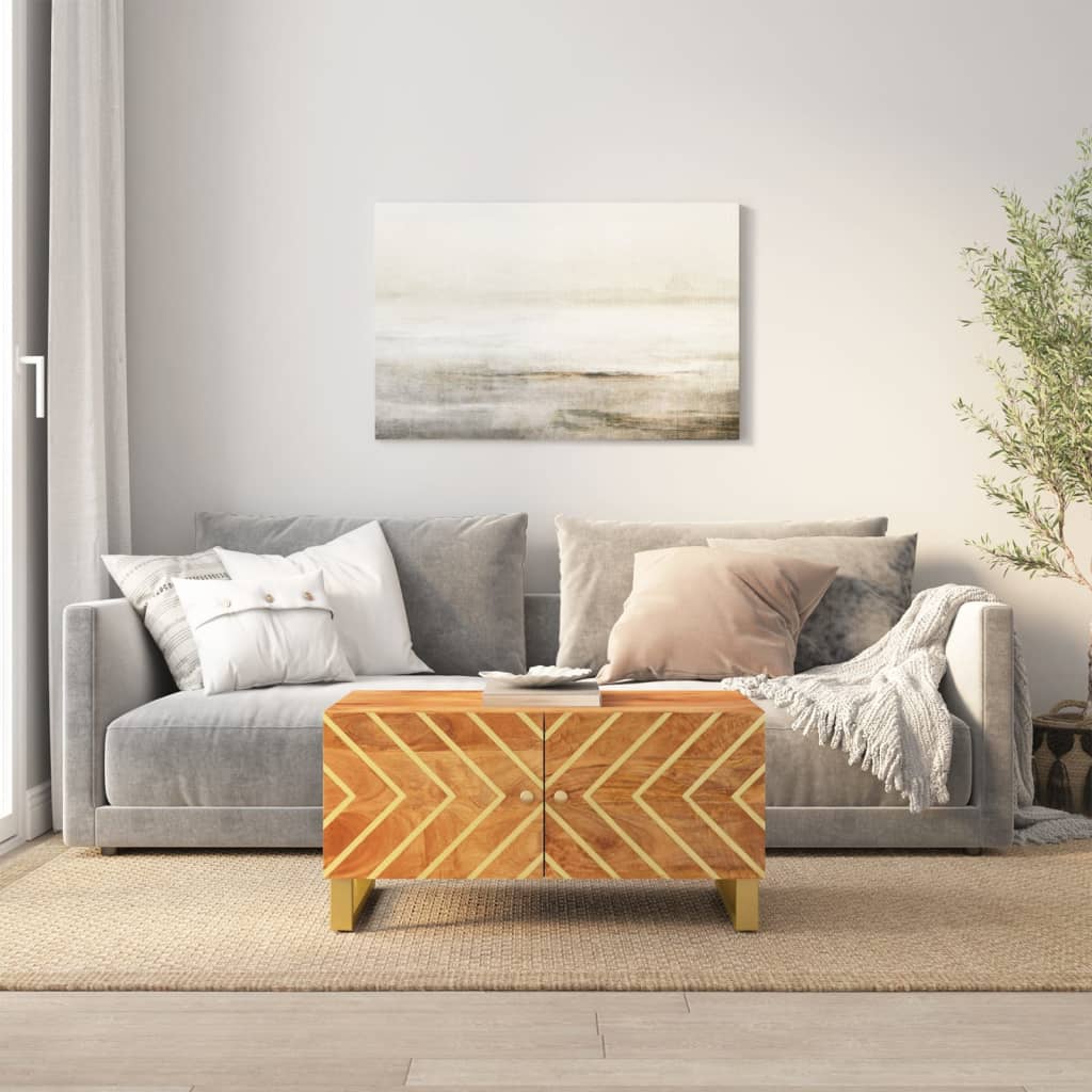 vidaXL Stolik kawowy, brązowo-czarny, 80x50x40 cm, lite drewno mango