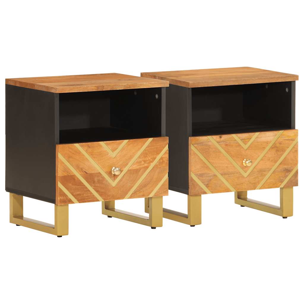 vidaXL Szafki nocne, 2 szt., brązowo-czarne, lite drewno mango