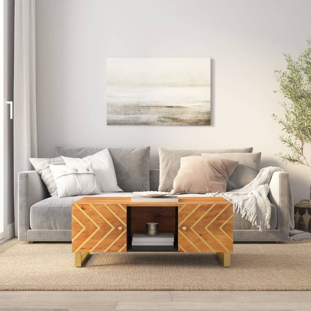 vidaXL Stolik kawowy, brązowo-czarny, 100x54x40 cm, lite drewno mango