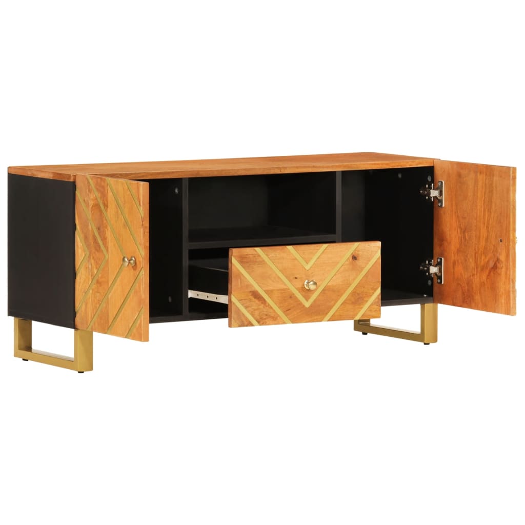 vidaXL Szafka pod TV, brązowo-czarna 105x33,5x46 cm, lite drewno mango