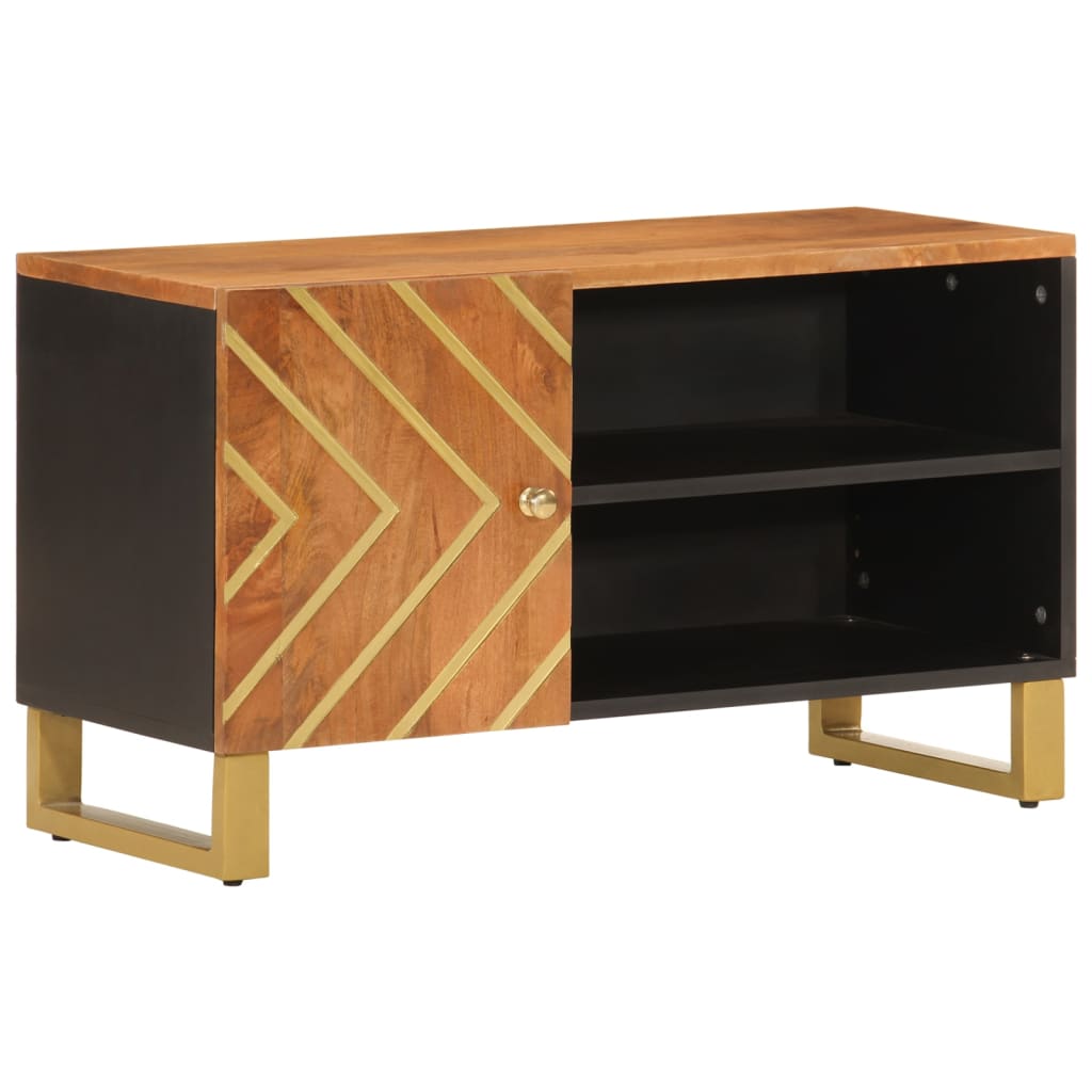 vidaXL Szafka pod TV, brązowo-czarna 80x31,5x46 cm, lite drewno mango